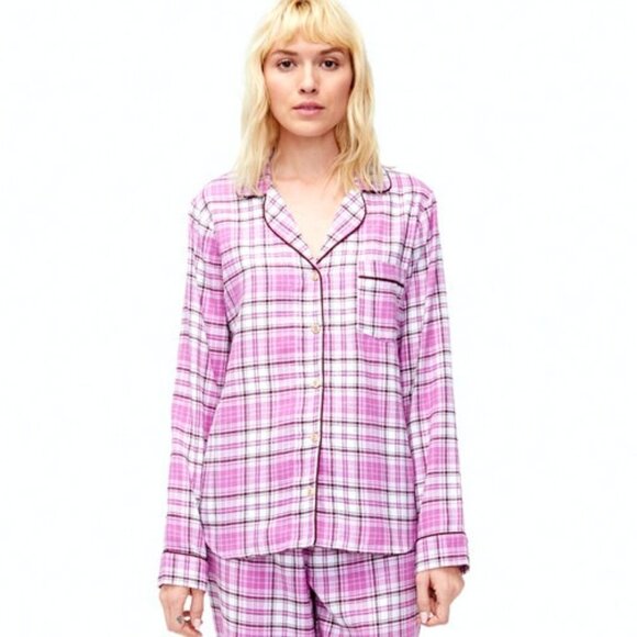 Ugg Raven Plaid Flannel Pajama Top. Long Sleeve Loungewear Shirt. Purple. Size M
